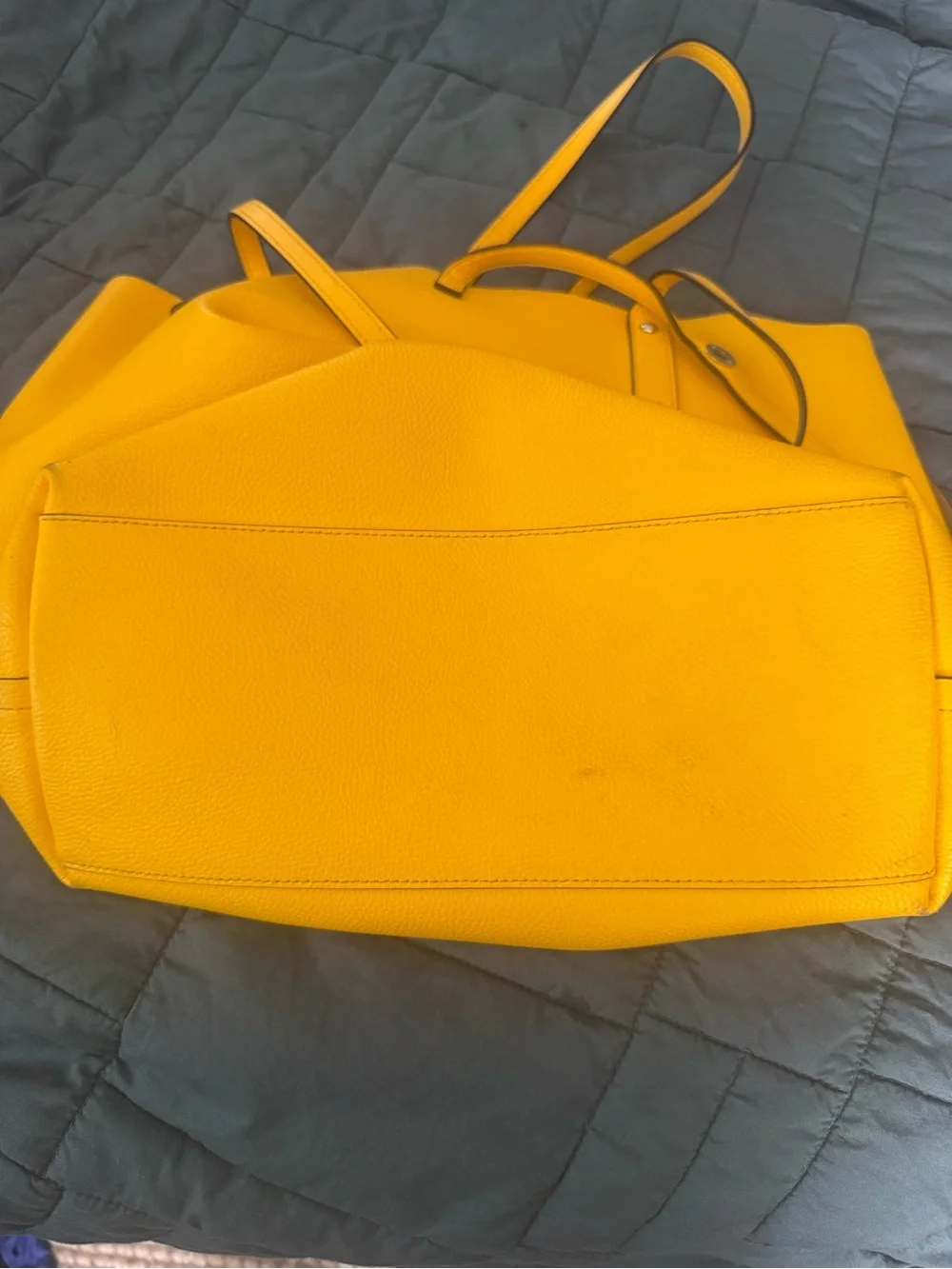 Coach Mustard Yellow Pebbled Leather Tote Bag Purse Large